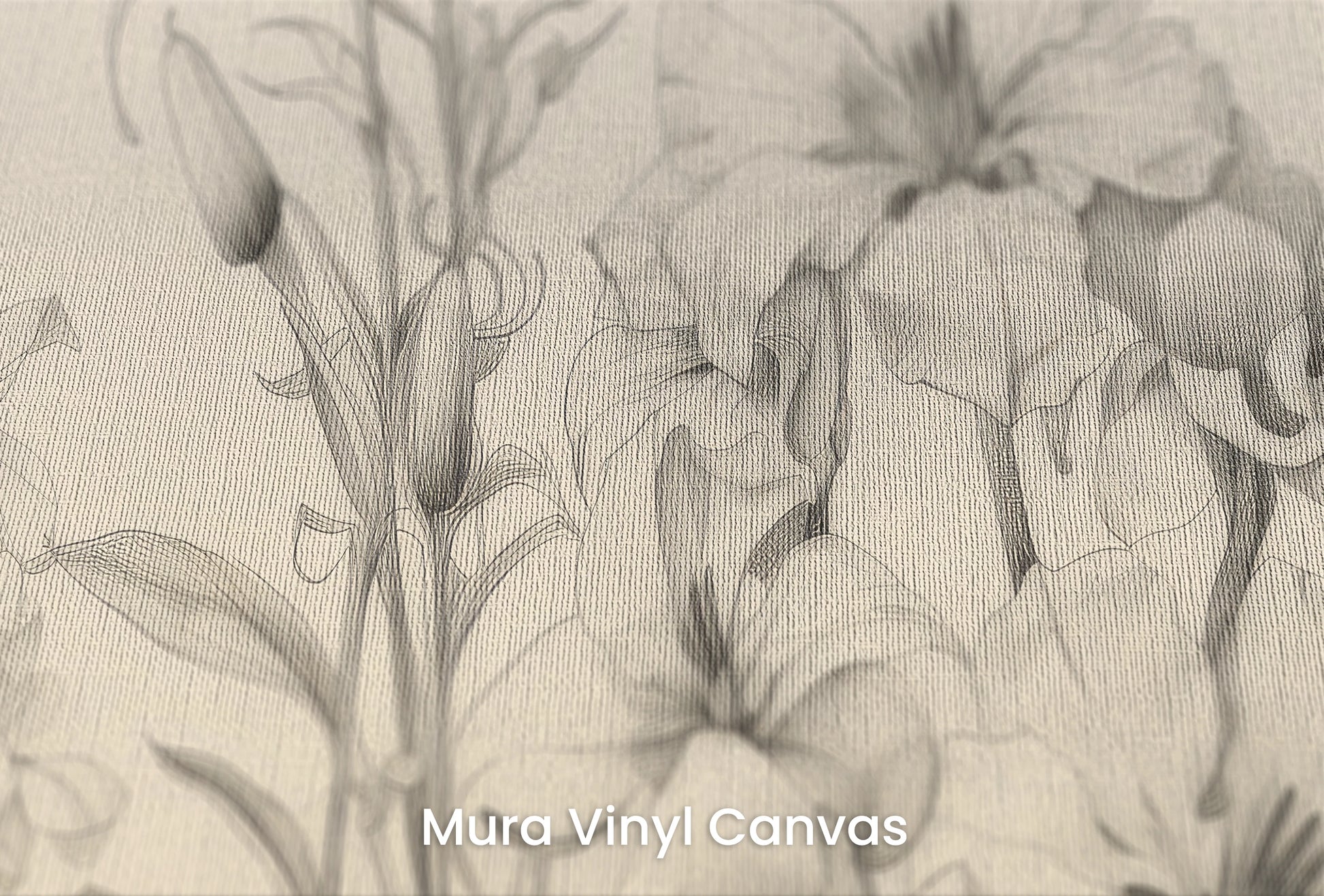 Zbliżenie na artystyczną fototapetę o nazwie Verdant Dreams na podłożu Mura Vinyl Canvas - faktura naturalnego płótna.