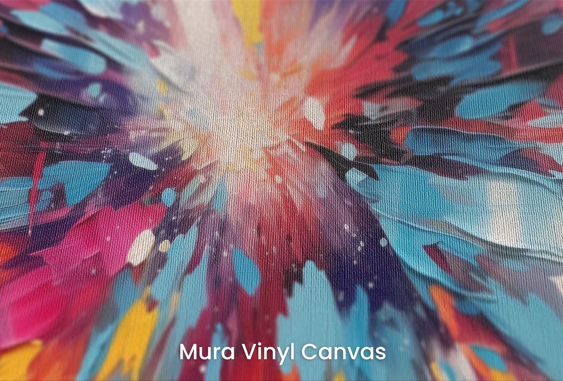 Zbliżenie na artystyczną fototapetę o nazwie Energy Flow na podłożu Mura Vinyl Canvas - faktura naturalnego płótna.