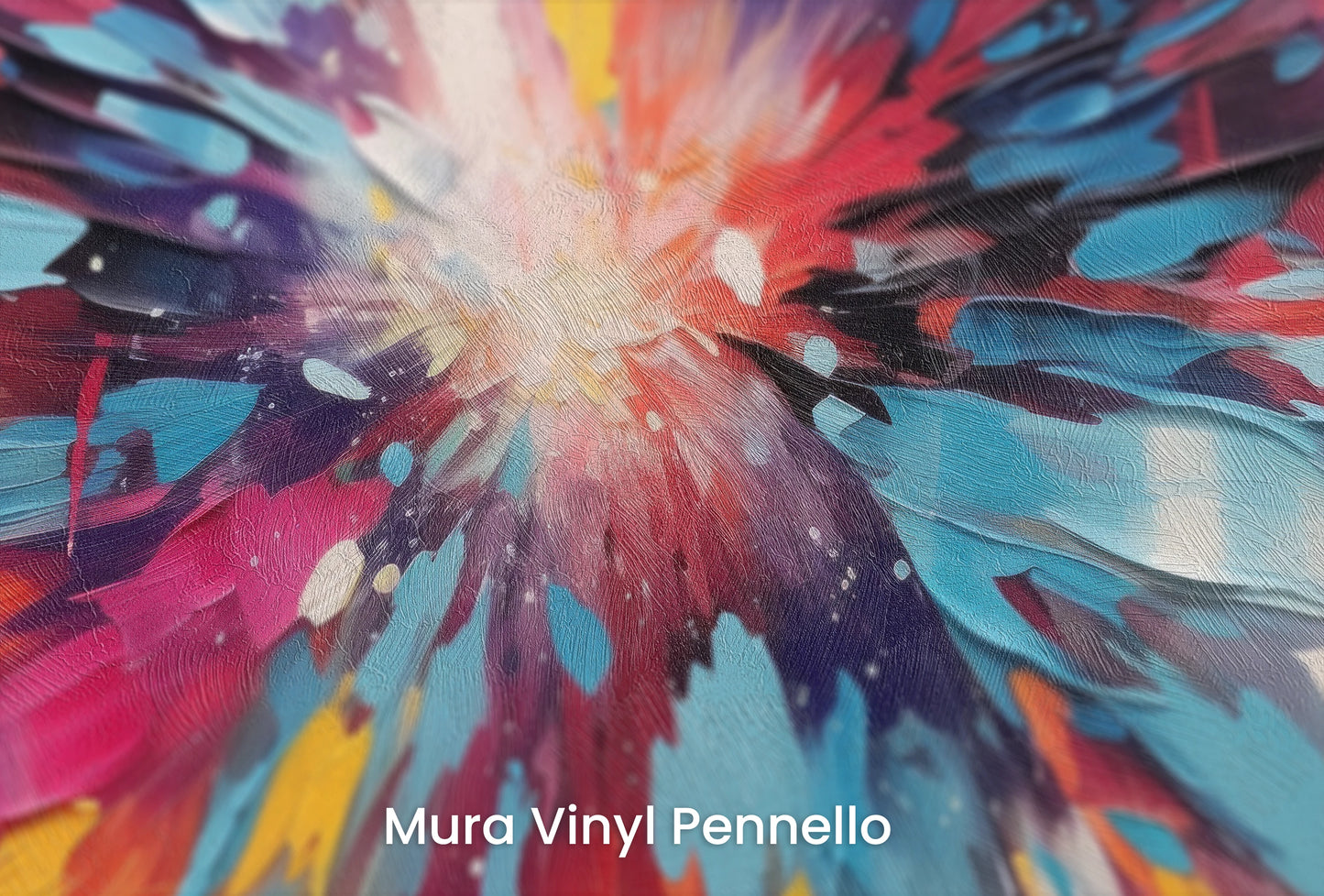 Zbliżenie na artystyczną fototapetę o nazwie Energy Flow na podłożu Mura Vinyl Pennello - faktura pociągnięć pędzla malarskiego.