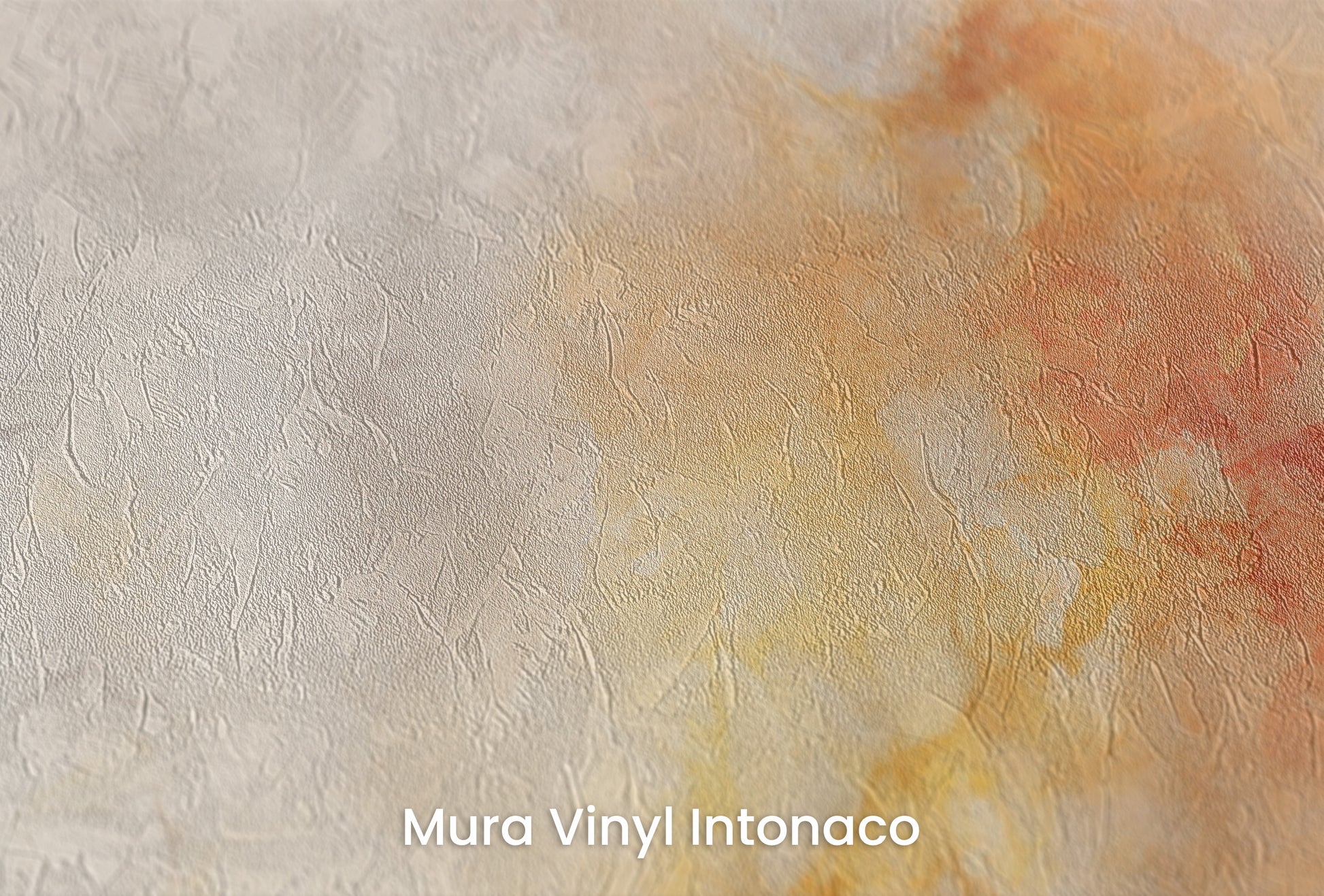 Zbliżenie na artystyczną fototapetę o nazwie NEBULOUS WARMTH na podłożu Mura Vinyl Intonaco - struktura tartego tynku.