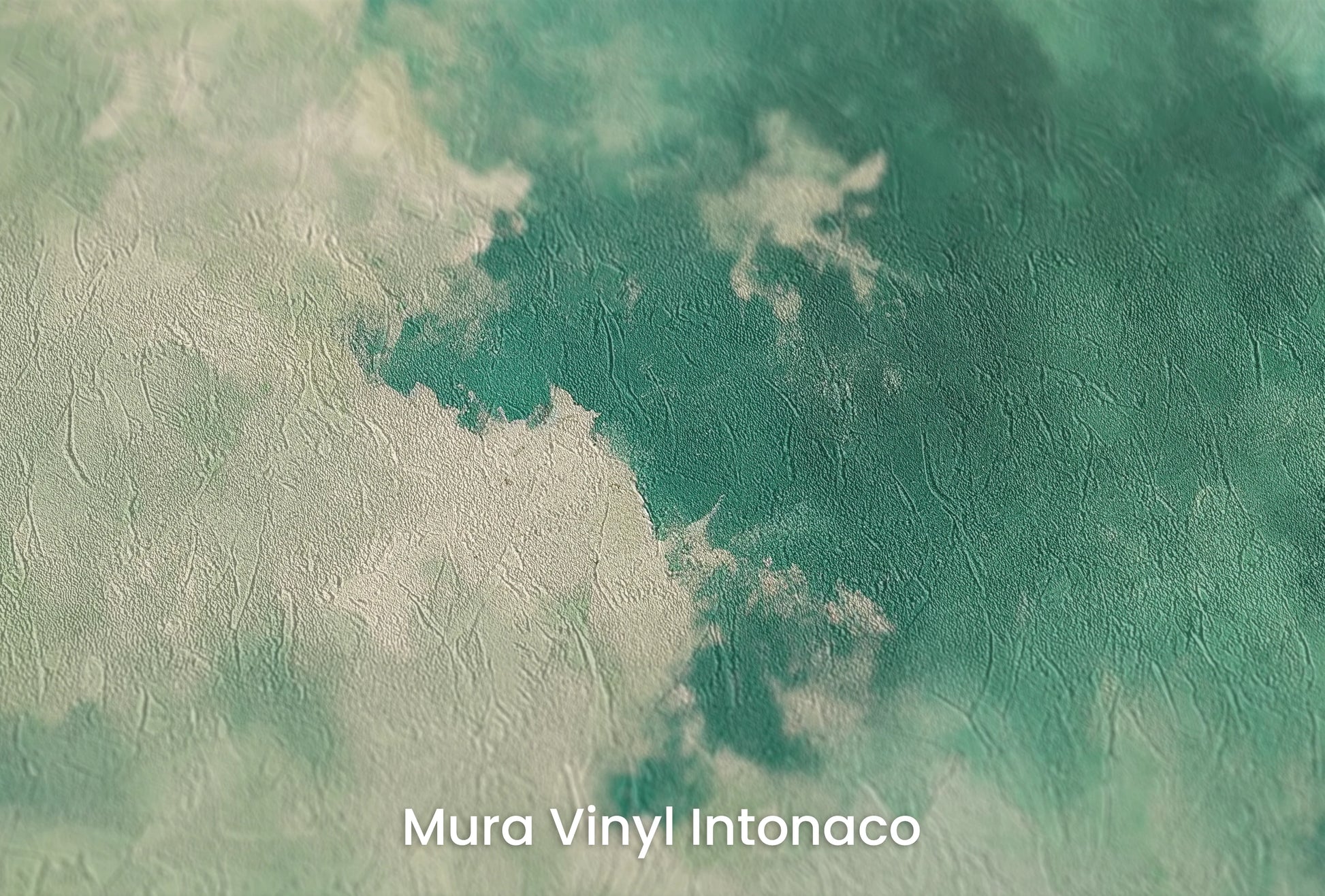 Zbliżenie na artystyczną fototapetę o nazwie Verdant Whisper #2 na podłożu Mura Vinyl Intonaco - struktura tartego tynku.