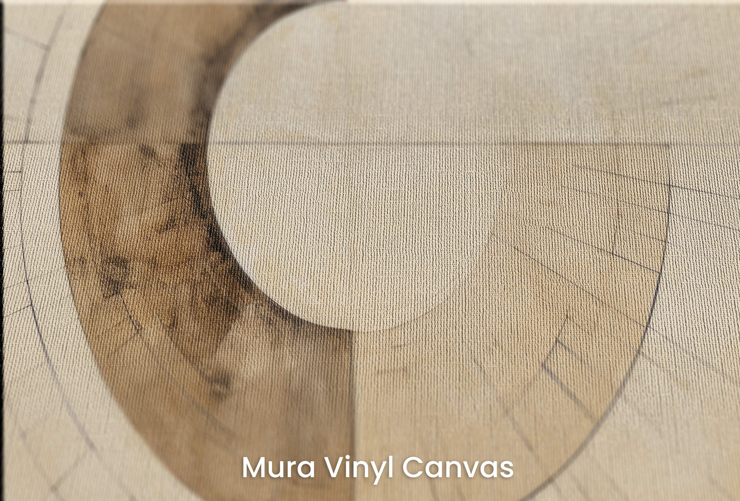 Zbliżenie na artystyczną fototapetę o nazwie SEPIA GEOMETRIC AURORA na podłożu Mura Vinyl Canvas - faktura naturalnego płótna.
