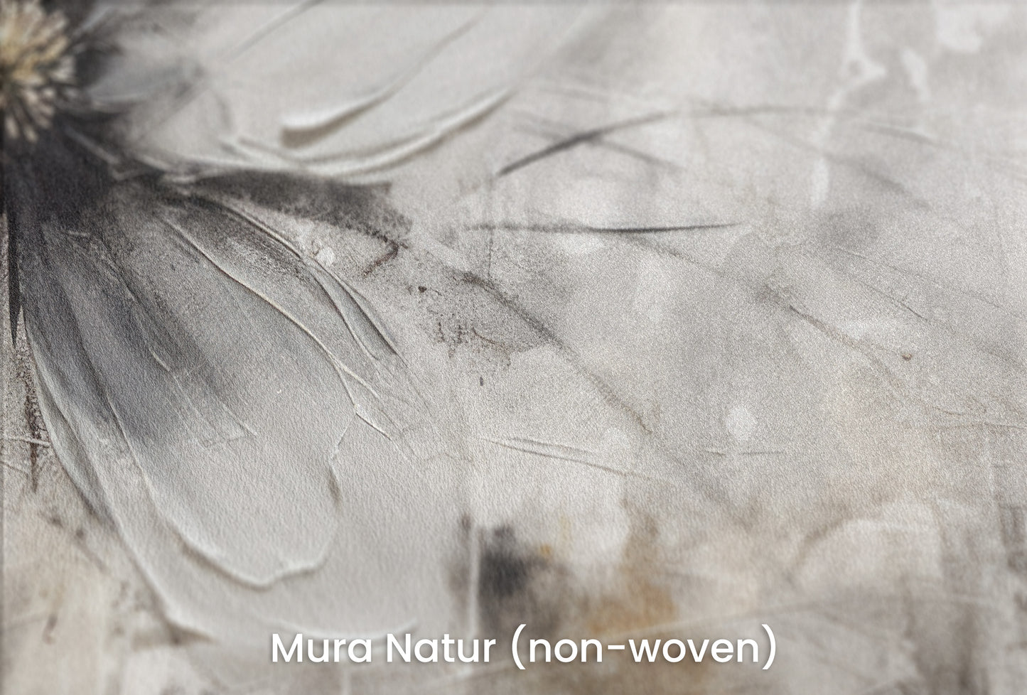 Zbliżenie na artystyczną fototapetę o nazwie MONOCHROME FLORAL ELEGANCE na podłożu Mura Natur (non-woven) - naturalne i ekologiczne podłoże.