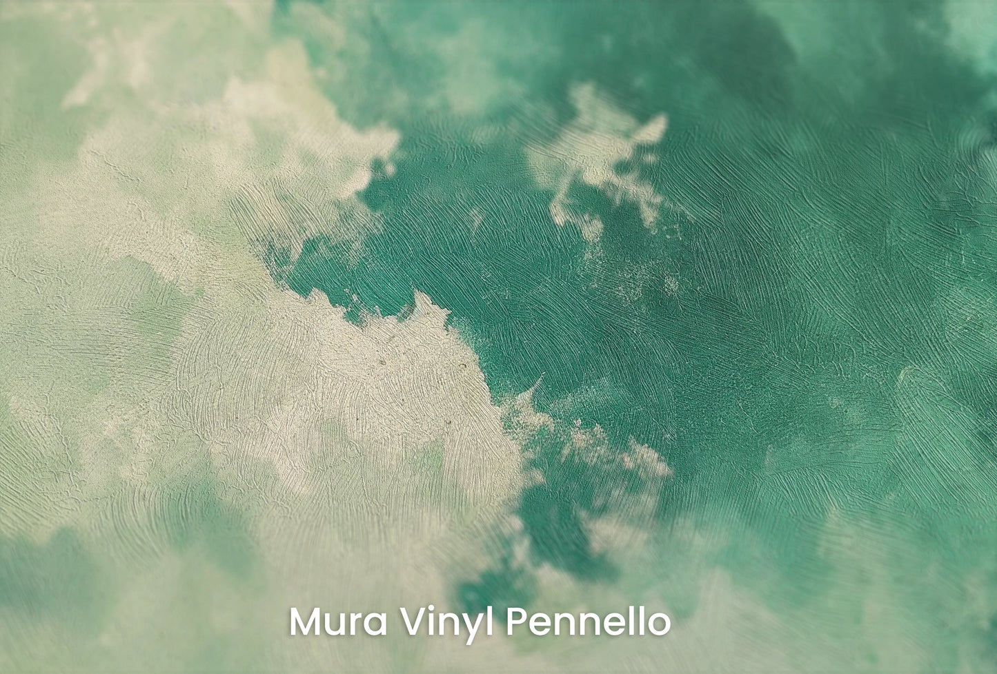Zbliżenie na artystyczną fototapetę o nazwie Verdant Whisper #2 na podłożu Mura Vinyl Pennello - faktura pociągnięć pędzla malarskiego.