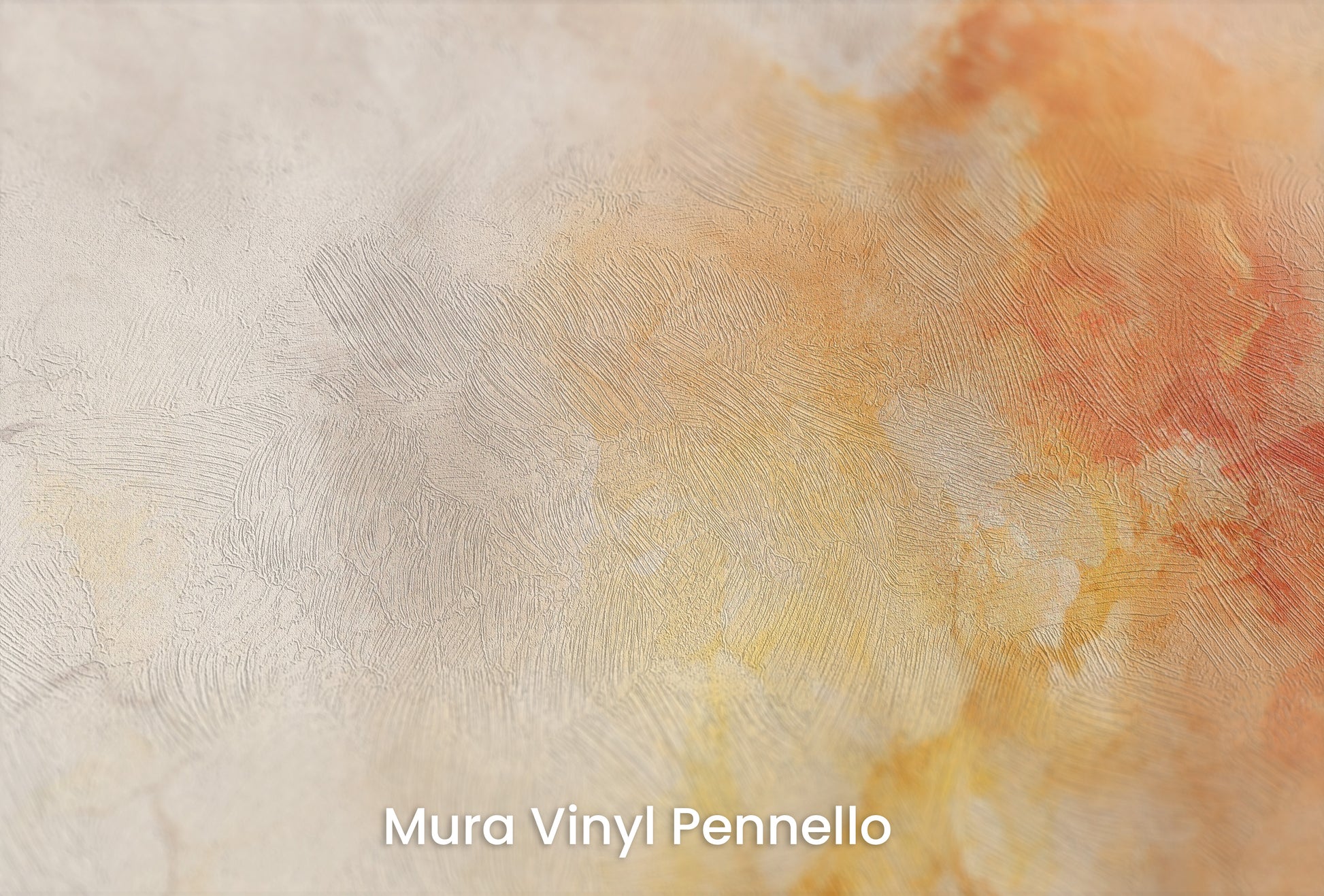 Zbliżenie na artystyczną fototapetę o nazwie NEBULOUS WARMTH na podłożu Mura Vinyl Pennello - faktura pociągnięć pędzla malarskiego.