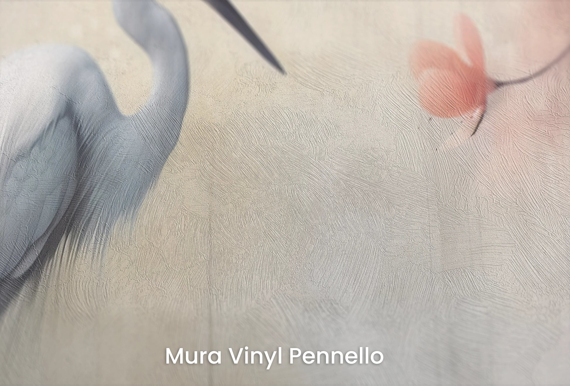 Zbliżenie na artystyczną fototapetę o nazwie Heron Elegance na podłożu Mura Vinyl Pennello - faktura pociągnięć pędzla malarskiego.