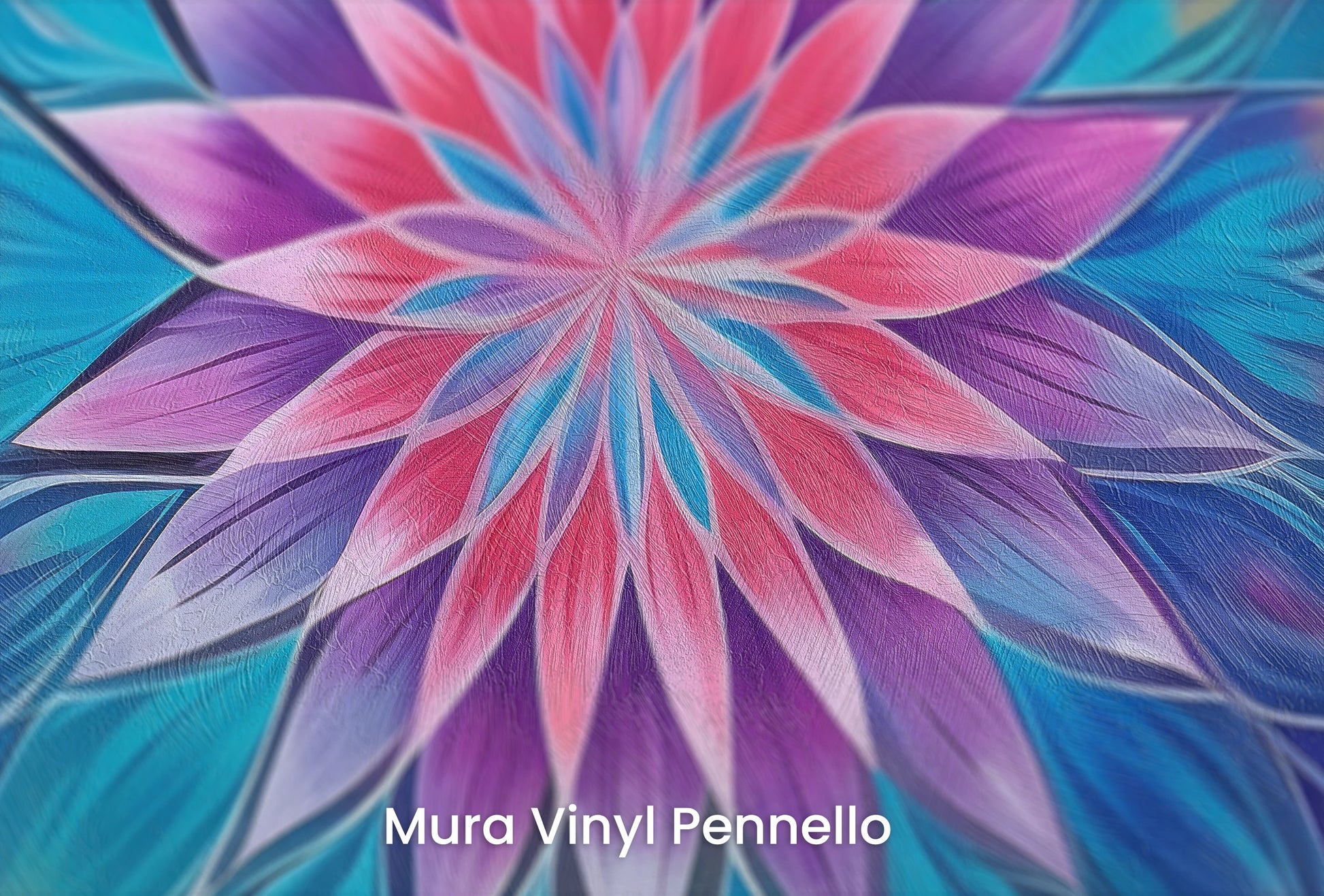 Zbliżenie na artystyczną fototapetę o nazwie Sapphire Harmony na podłożu Mura Vinyl Pennello - faktura pociągnięć pędzla malarskiego.