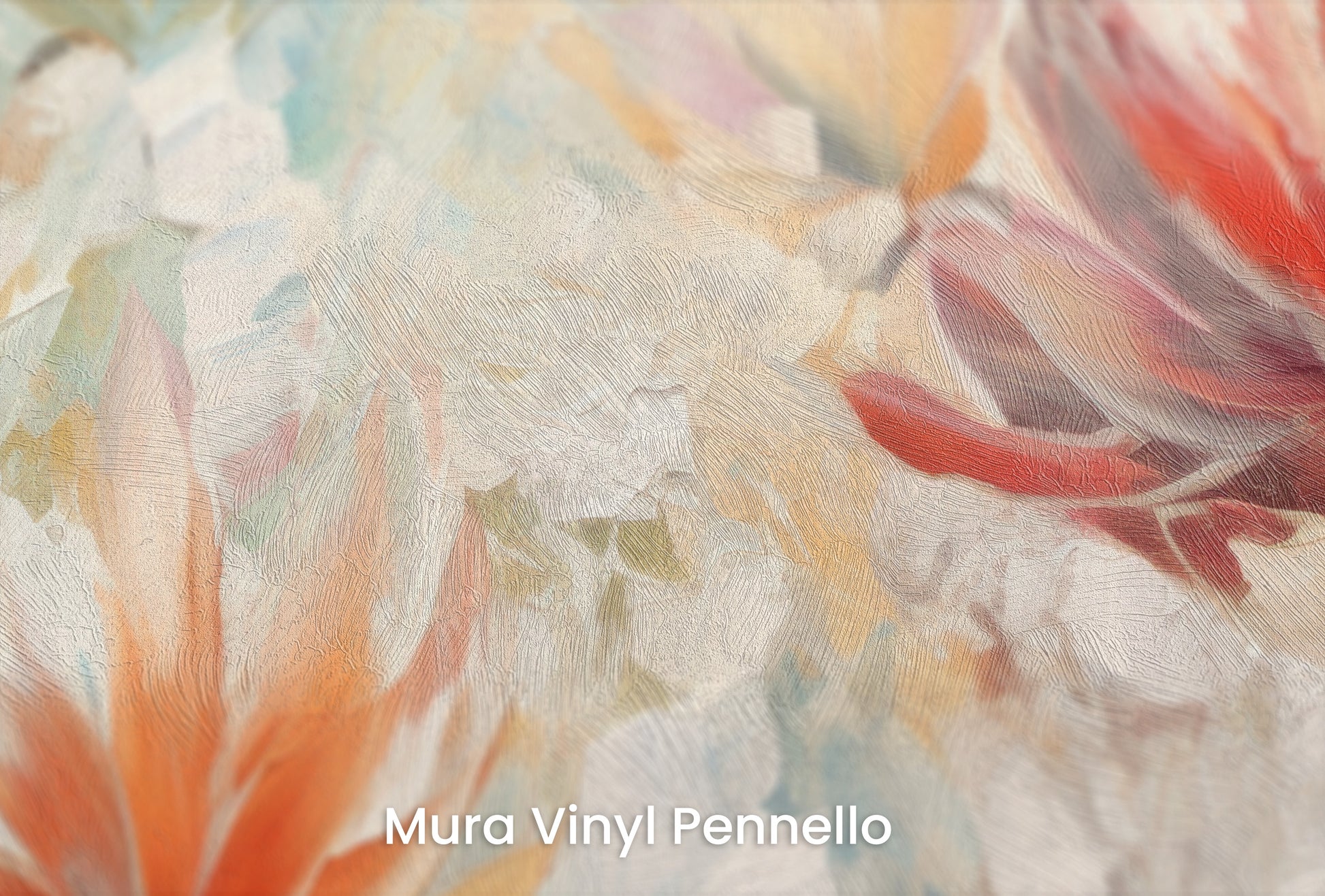 Zbliżenie na artystyczną fototapetę o nazwie Autumn Whisper #7 na podłożu Mura Vinyl Pennello - faktura pociągnięć pędzla malarskiego.