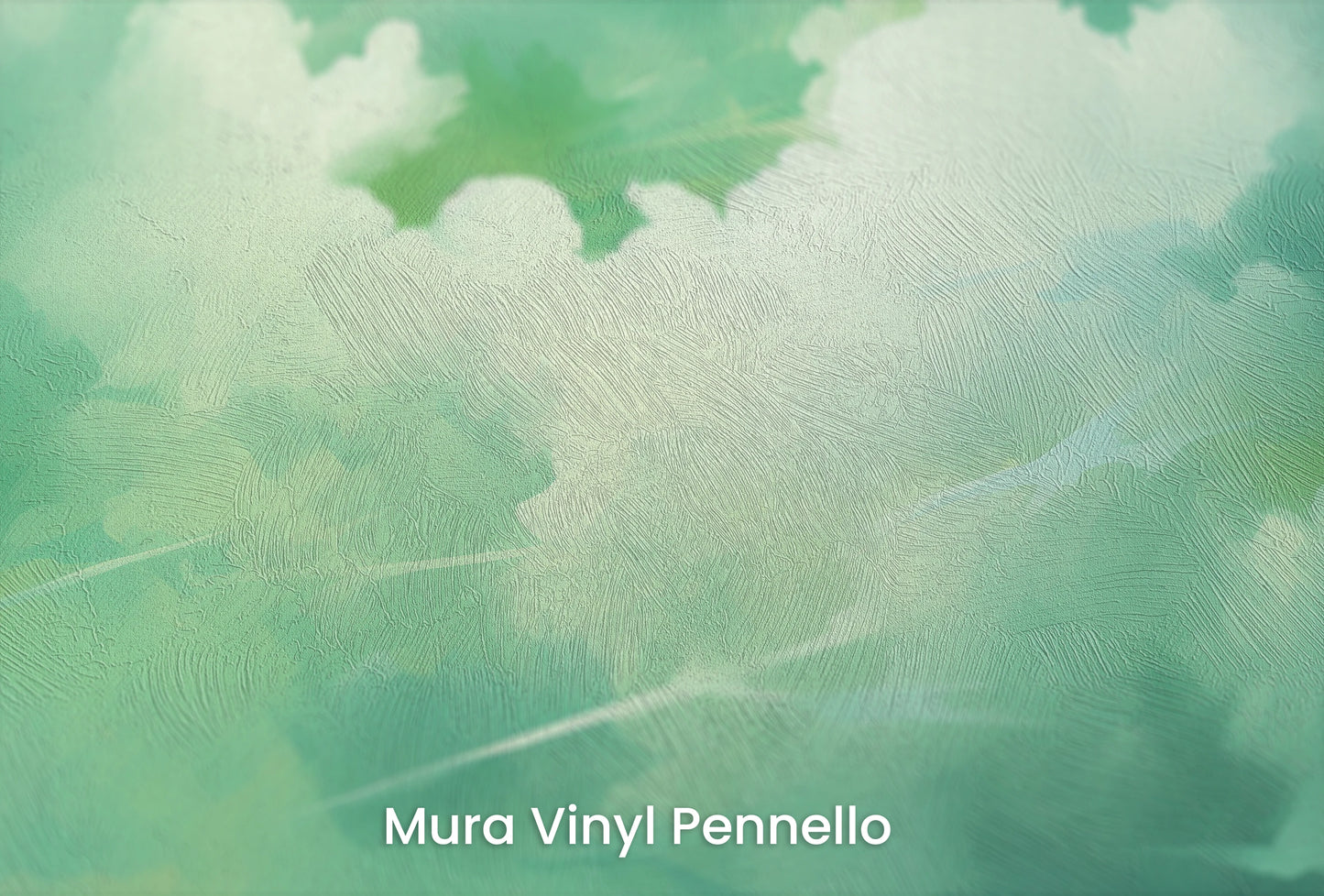Zbliżenie na artystyczną fototapetę o nazwie Emerald Breath na podłożu Mura Vinyl Pennello - faktura pociągnięć pędzla malarskiego.