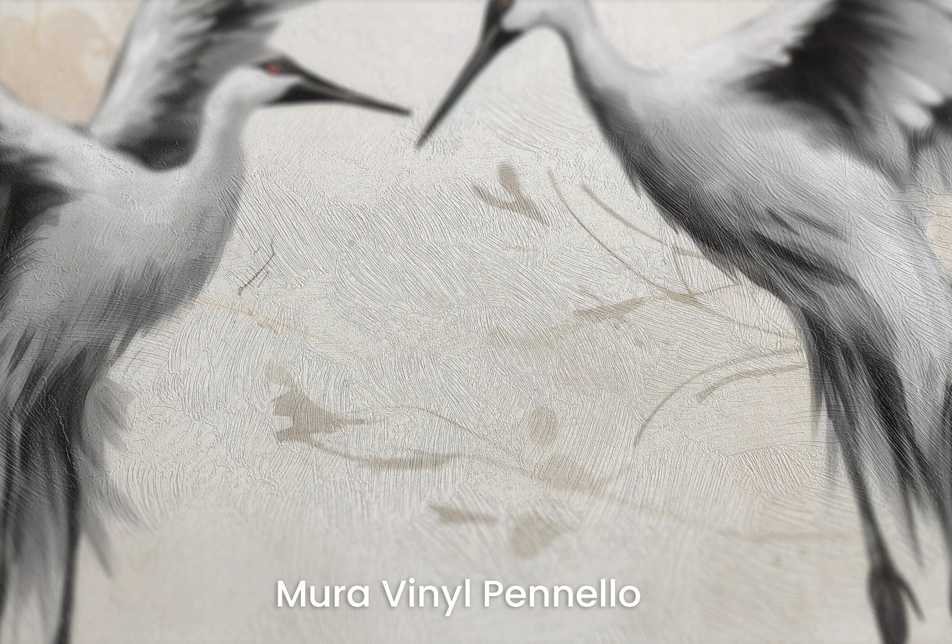 Zbliżenie na artystyczną fototapetę o nazwie Vital Dance na podłożu Mura Vinyl Pennello - faktura pociągnięć pędzla malarskiego.