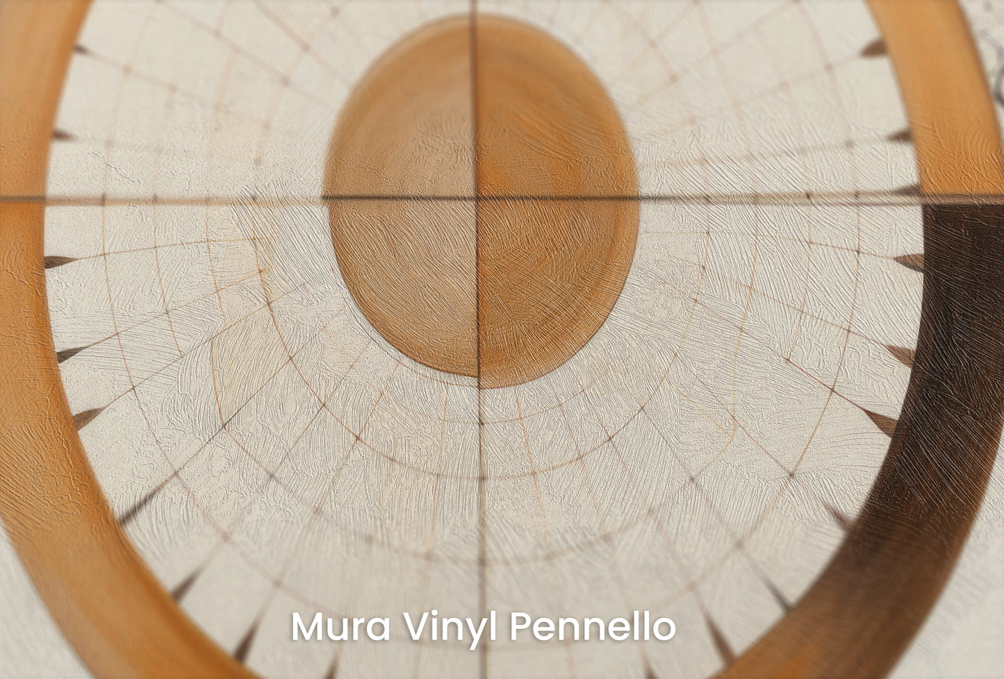 Zbliżenie na artystyczną fototapetę o nazwie ORBITAL HARMONY IN WOODEN HUES na podłożu Mura Vinyl Pennello - faktura pociągnięć pędzla malarskiego.