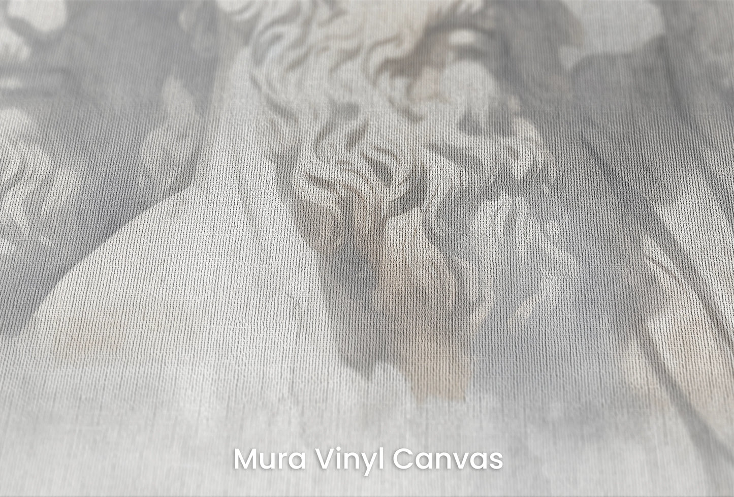 Zbliżenie na artystyczną fototapetę o nazwie Wisdom in the Shadows na podłożu Mura Vinyl Canvas - faktura naturalnego płótna.