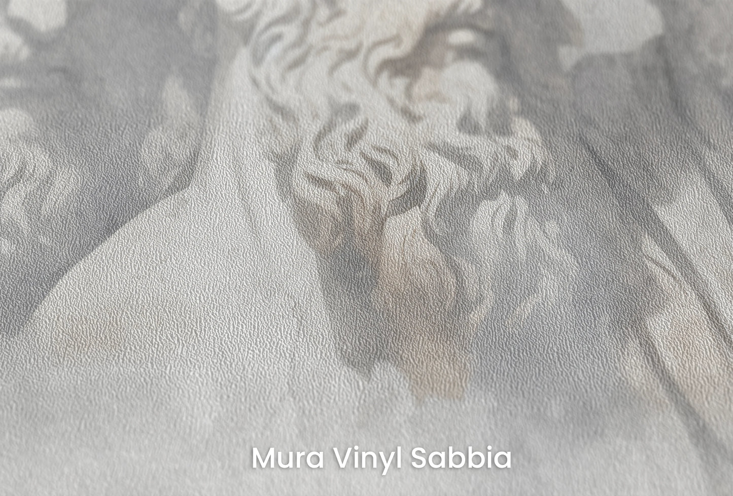 Zbliżenie na artystyczną fototapetę o nazwie Wisdom in the Shadows na podłożu Mura Vinyl Sabbia struktura grubego ziarna piasku.