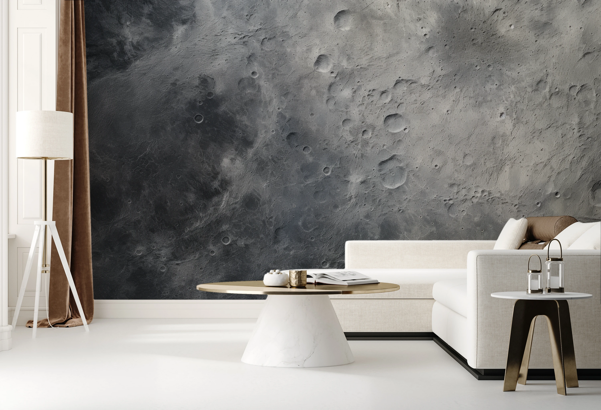 Fototapeta malowana o nazwie Moon's Monochrome #2 pokazana w aranżacji wnętrza.