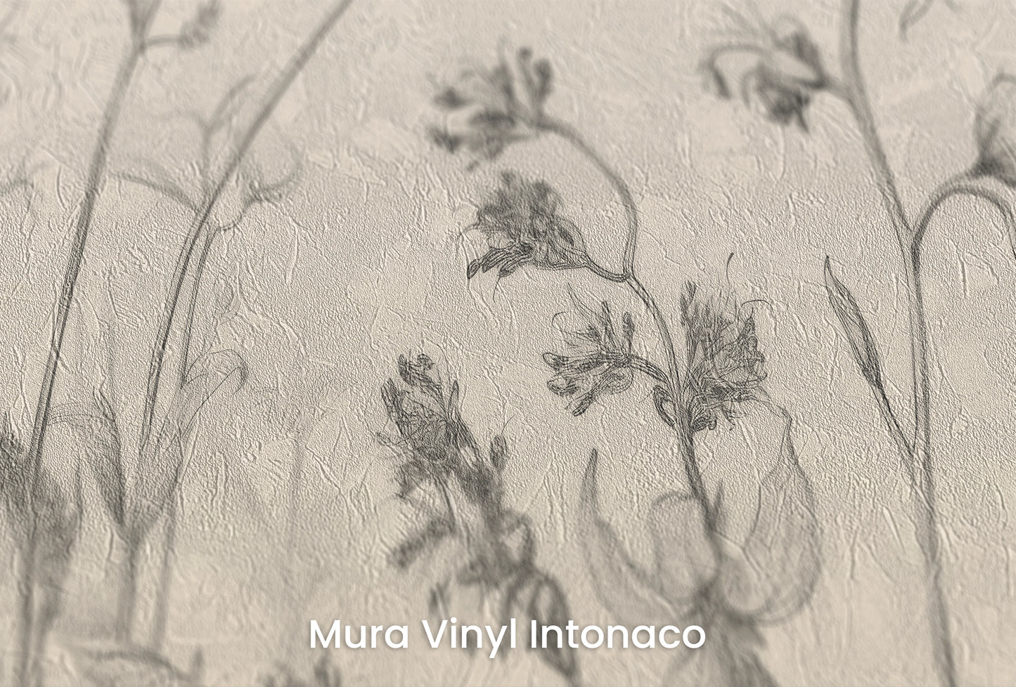 Zbliżenie na artystyczną fototapetę o nazwie Blossom Array na podłożu Mura Vinyl Intonaco - struktura tartego tynku.