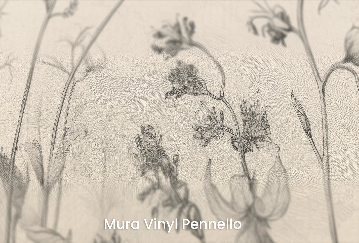 Zbliżenie na artystyczną fototapetę o nazwie Blossom Array na podłożu Mura Vinyl Pennello - faktura pociągnięć pędzla malarskiego.