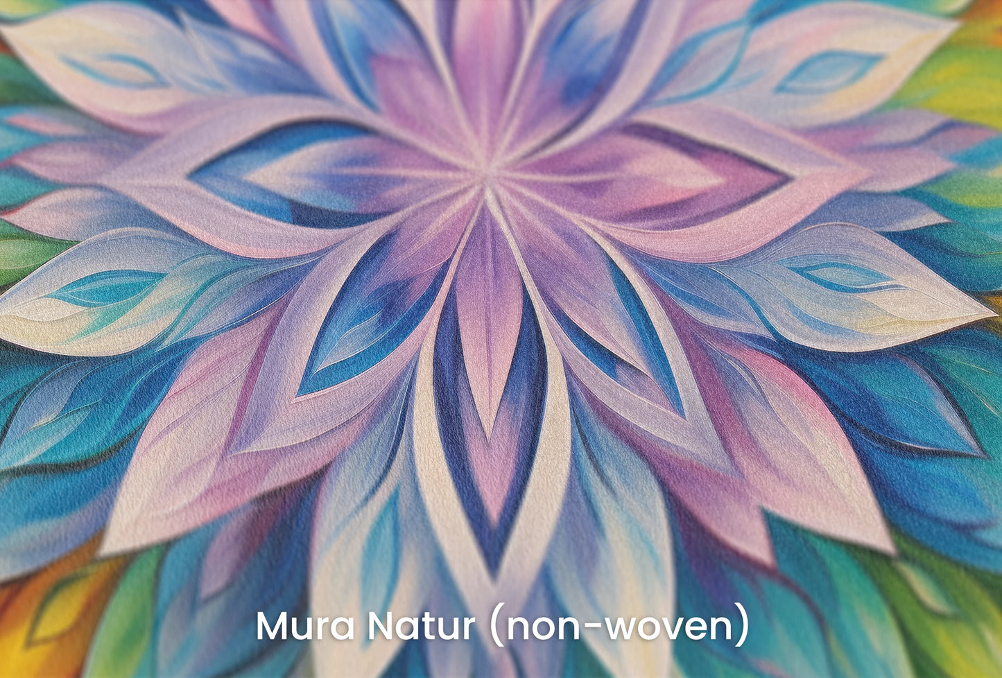 Zbliżenie na artystyczną fototapetę o nazwie Fiery Lotus na podłożu Mura Natur (non-woven) - naturalne i ekologiczne podłoże.