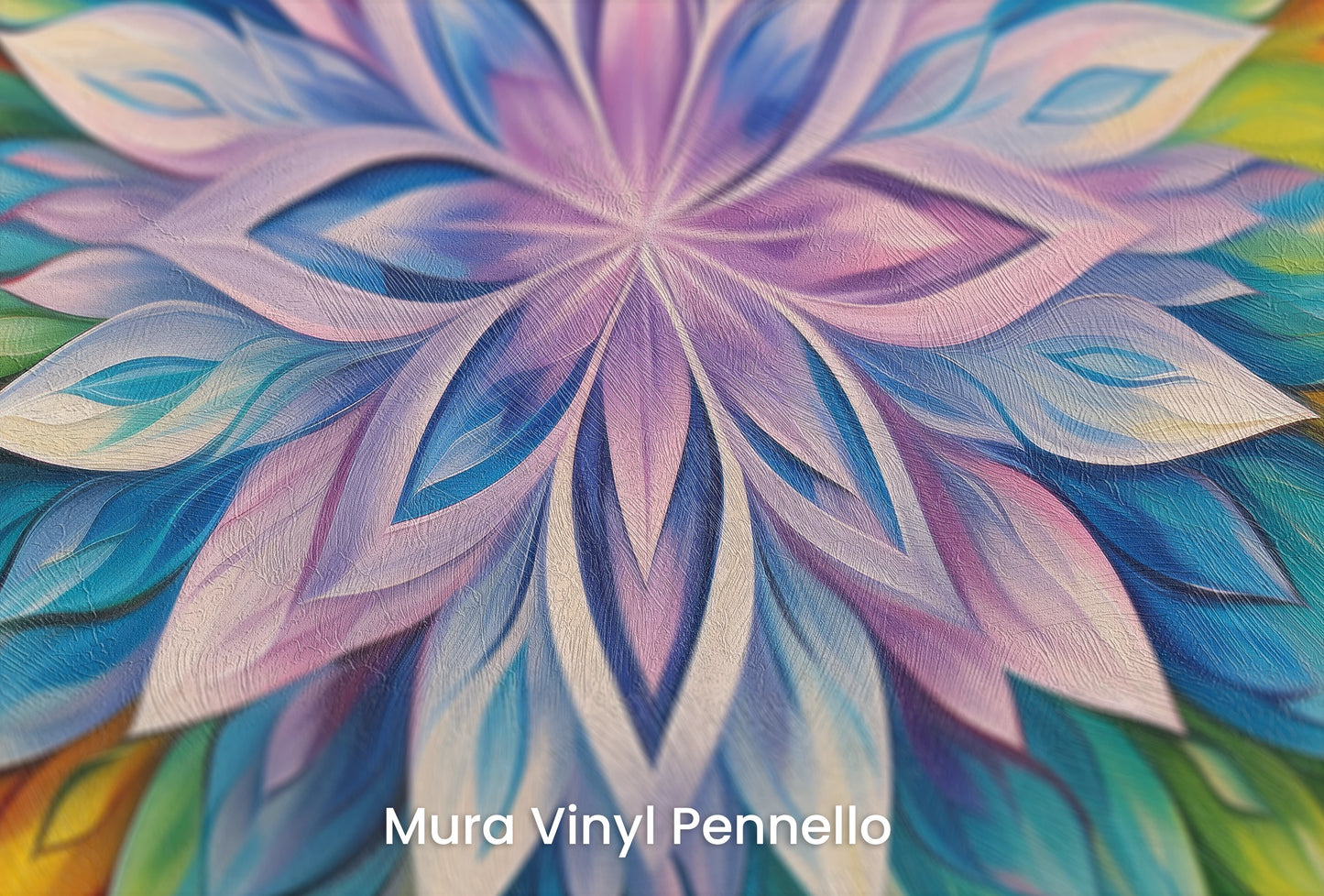 Zbliżenie na artystyczną fototapetę o nazwie Fiery Lotus na podłożu Mura Vinyl Pennello - faktura pociągnięć pędzla malarskiego.