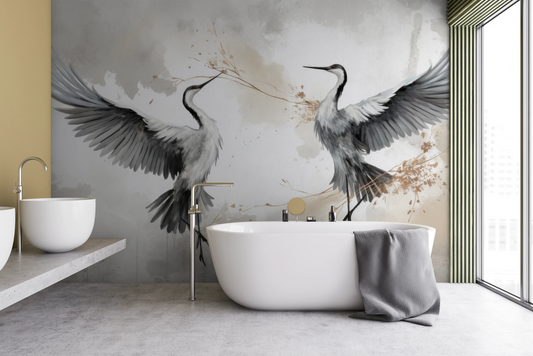 Wzór fototapety artystycznej o nazwie Wings of Freedom pokazanej w aranżacji wnętrza.