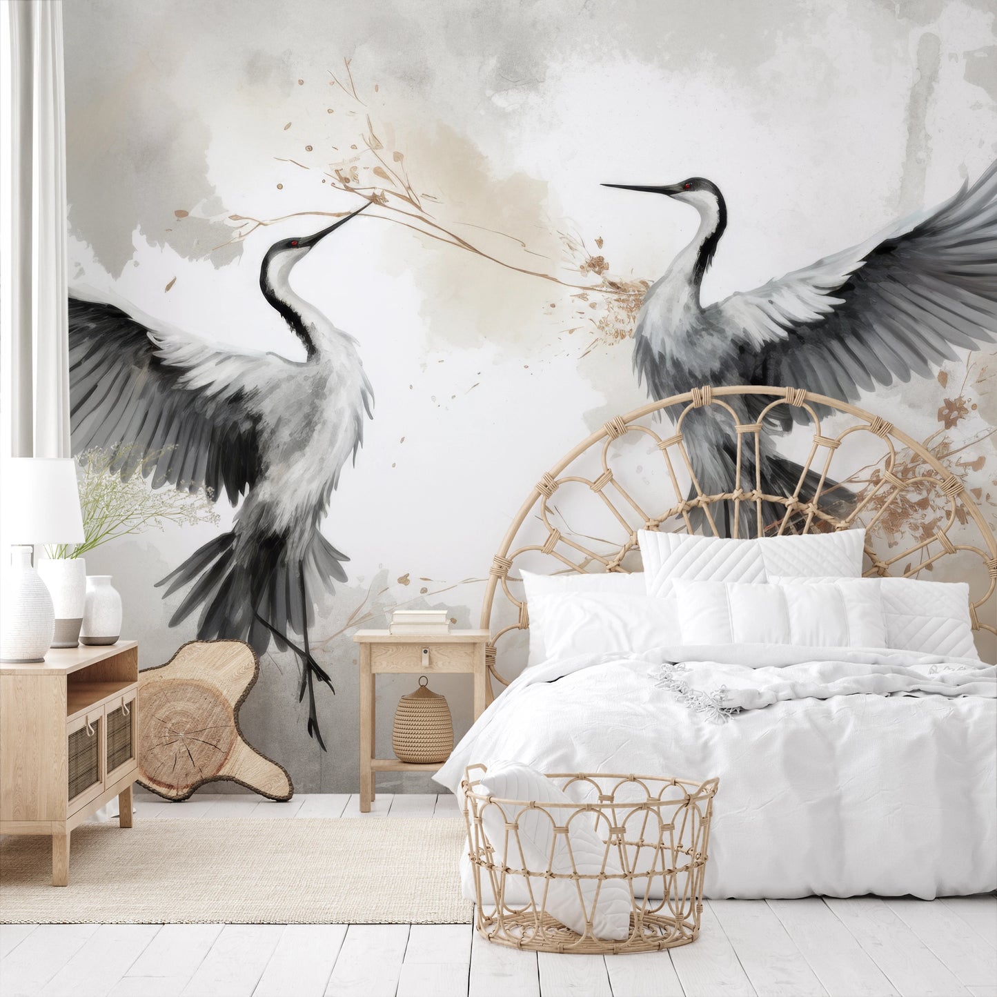 Wzór fototapety o nazwie Wings of Freedom pokazanej w kontekście pomieszczenia.