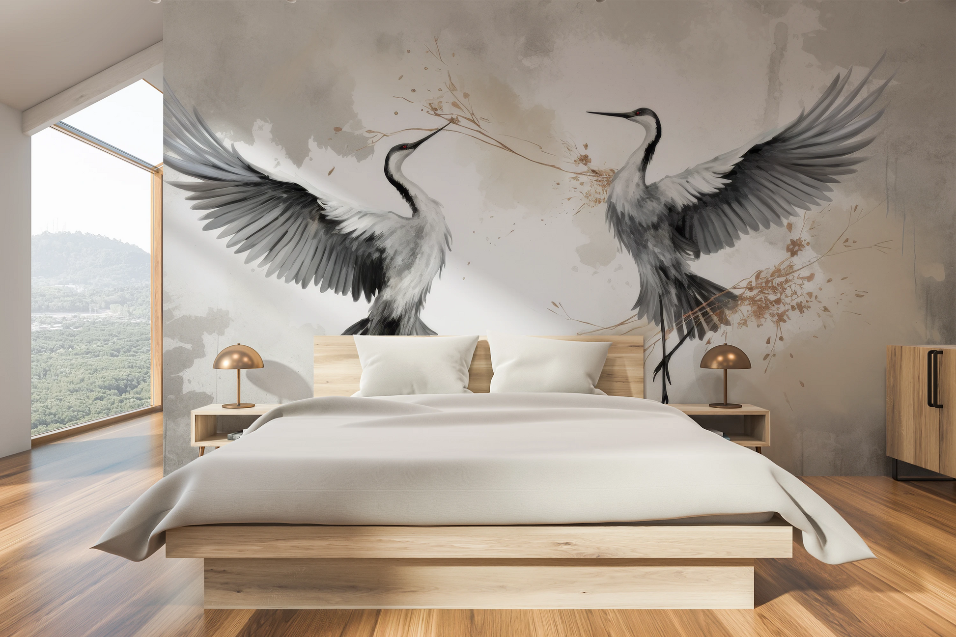 Fototapeta artystyczna o nazwie Wings of Freedom pokazana w aranżacji wnętrza.