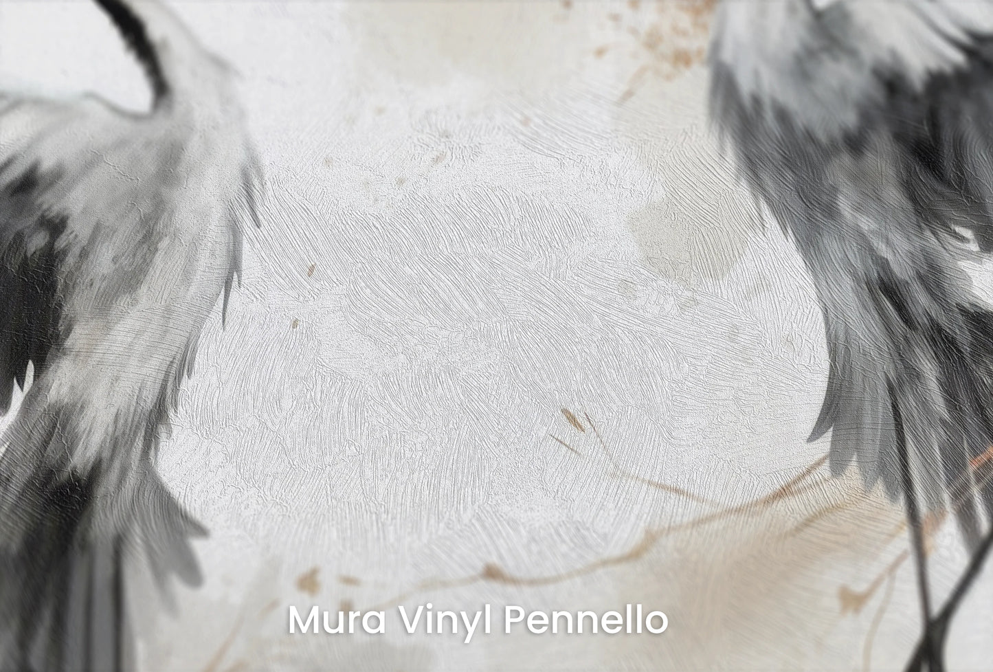Zbliżenie na artystyczną fototapetę o nazwie Wings of Freedom na podłożu Mura Vinyl Pennello - faktura pociągnięć pędzla malarskiego.
