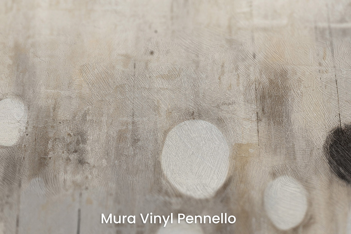 Zbliżenie na artystyczną fototapetę o nazwie MONOCHROME ELEGANCE SPHERES na podłożu Mura Vinyl Pennello - faktura pociągnięć pędzla malarskiego.