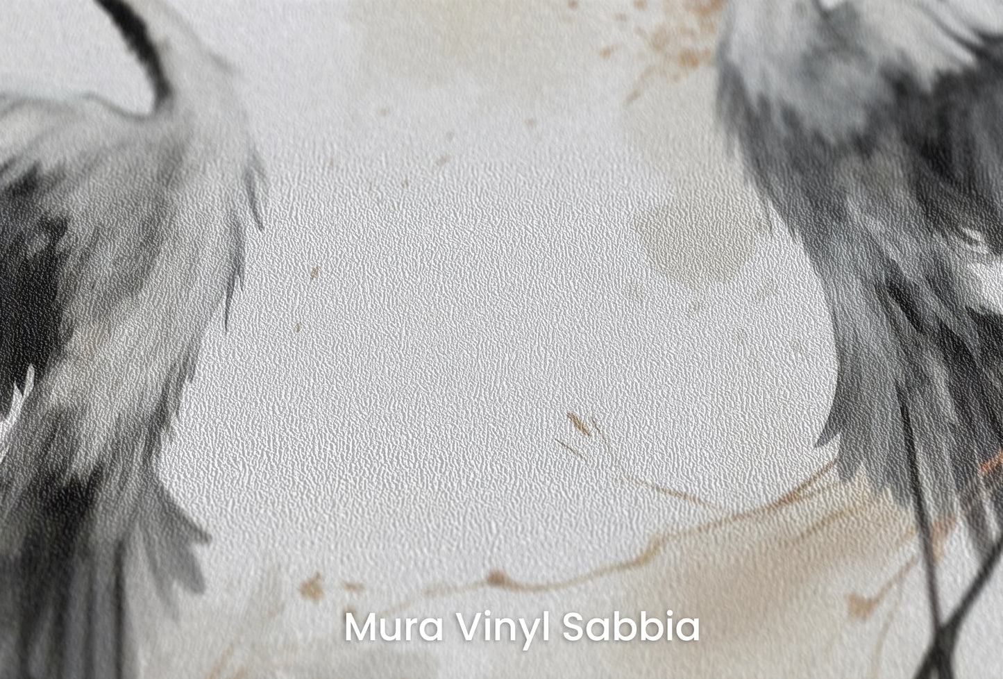 Zbliżenie na artystyczną fototapetę o nazwie Wings of Freedom na podłożu Mura Vinyl Sabbia struktura grubego ziarna piasku.