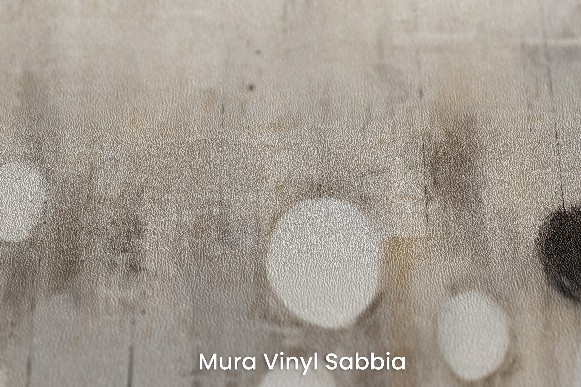 Zbliżenie na artystyczną fototapetę o nazwie MONOCHROME ELEGANCE SPHERES na podłożu Mura Vinyl Sabbia struktura grubego ziarna piasku.