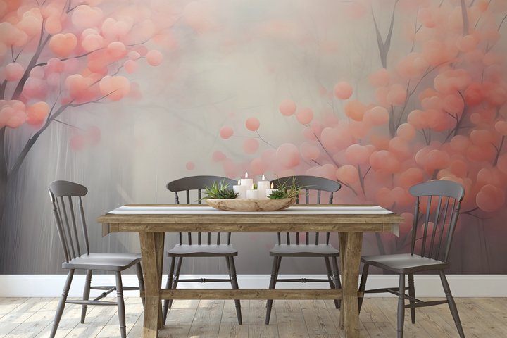 Wzór fototapety malowanej o nazwie Autumn Berries pokazanej w aranżacji wnętrza.