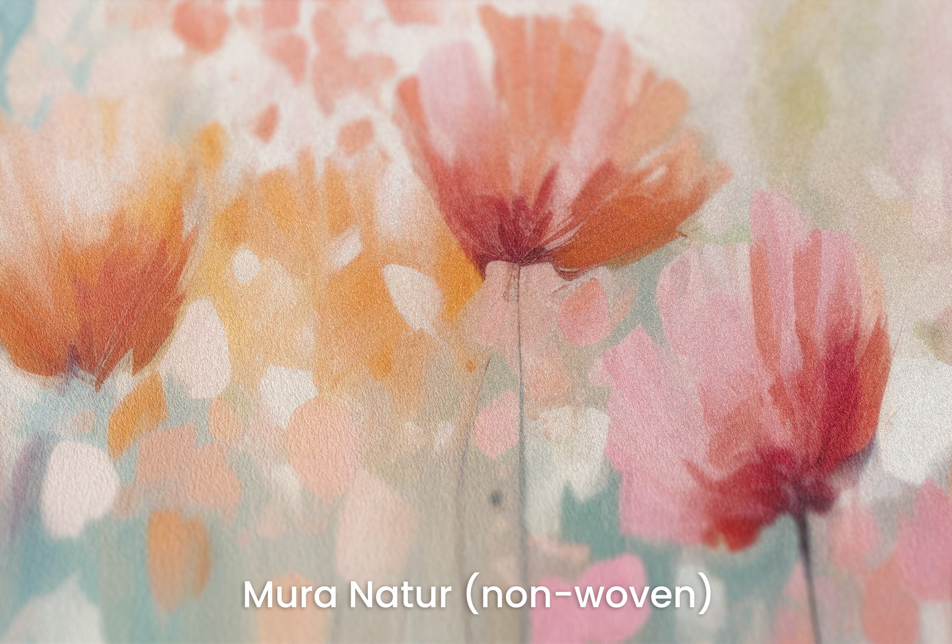 Zbliżenie na artystyczną fototapetę o nazwie Blossom Rain na podłożu Mura Natur (non-woven) - naturalne i ekologiczne podłoże.