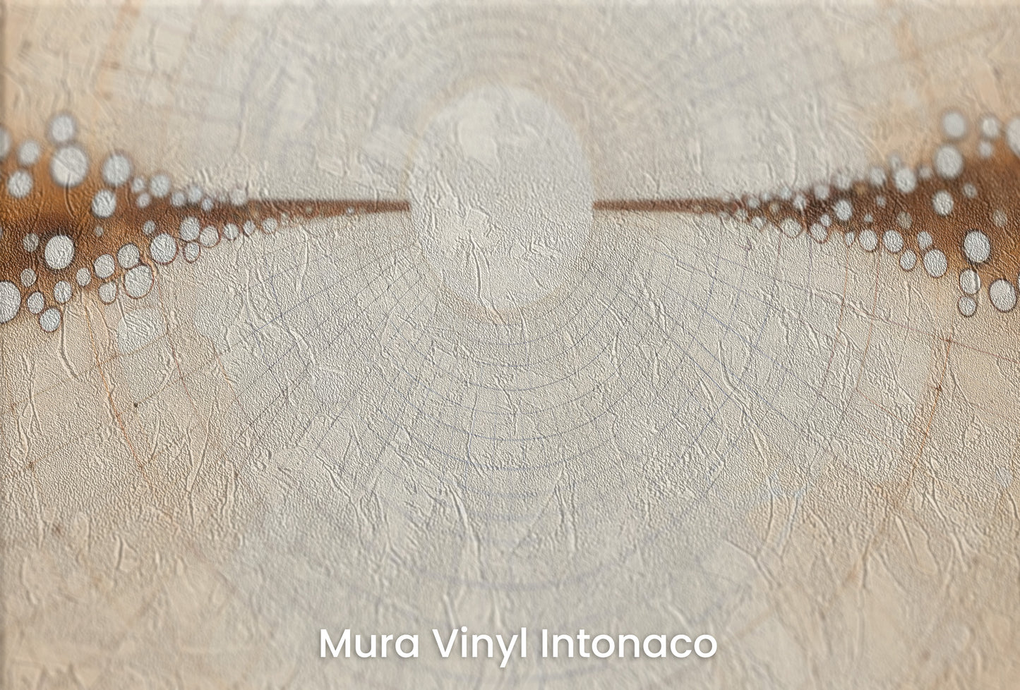 Zbliżenie na artystyczną fototapetę o nazwie COSMIC BRIDGE IN WOODSY SPHERES na podłożu Mura Vinyl Intonaco - struktura tartego tynku.