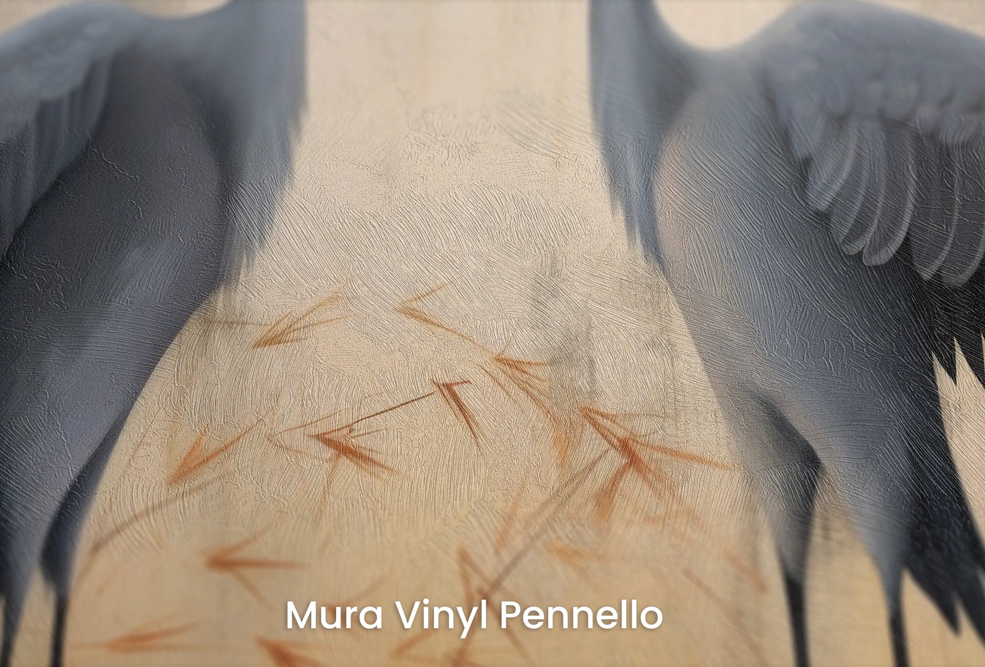 Zbliżenie na artystyczną fototapetę o nazwie Tranquil Symphony na podłożu Mura Vinyl Pennello - faktura pociągnięć pędzla malarskiego.