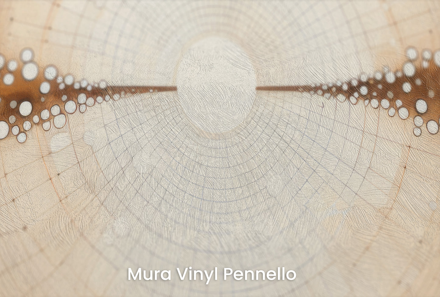 Zbliżenie na artystyczną fototapetę o nazwie COSMIC BRIDGE IN WOODSY SPHERES na podłożu Mura Vinyl Pennello - faktura pociągnięć pędzla malarskiego.