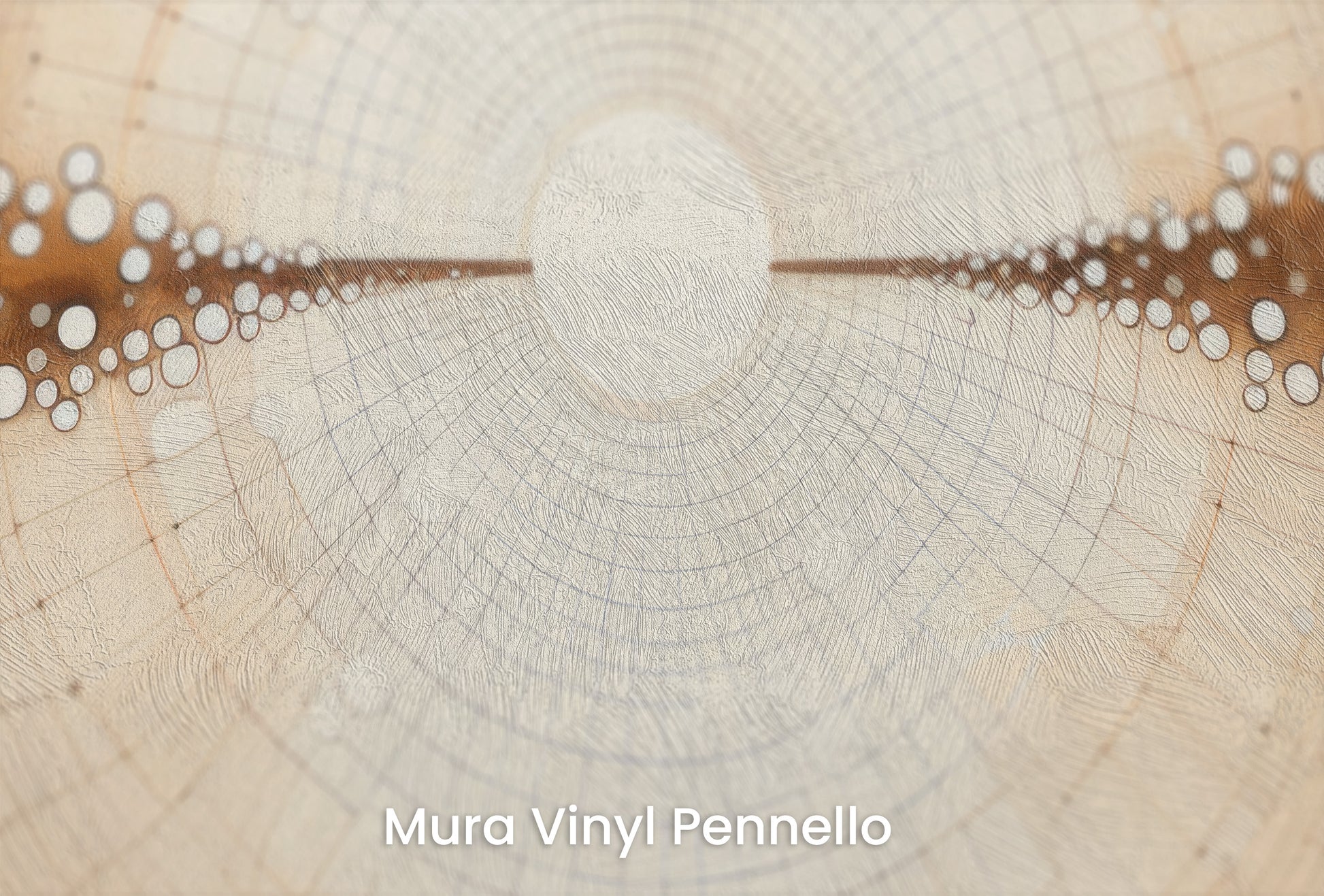 Zbliżenie na artystyczną fototapetę o nazwie COSMIC BRIDGE IN WOODSY SPHERES na podłożu Mura Vinyl Pennello - faktura pociągnięć pędzla malarskiego.