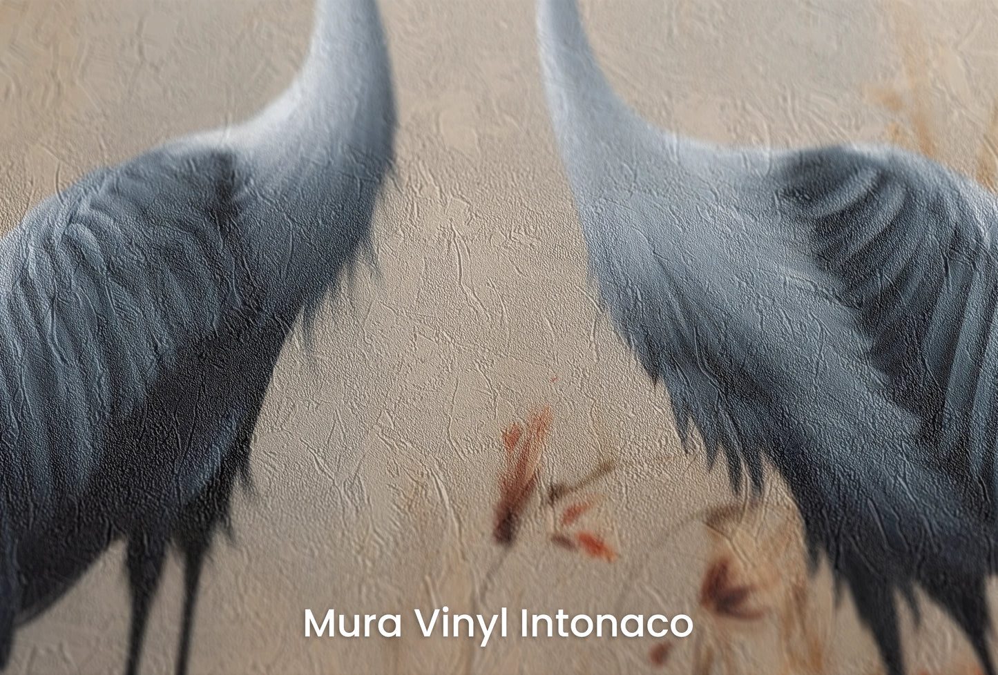 Zbliżenie na artystyczną fototapetę o nazwie Autumn Reflection na podłożu Mura Vinyl Intonaco - struktura tartego tynku.