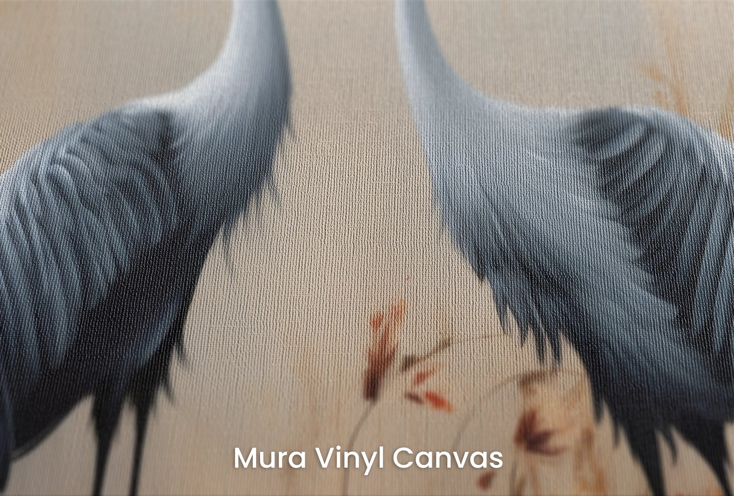 Zbliżenie na artystyczną fototapetę o nazwie Autumn Reflection na podłożu Mura Vinyl Canvas - faktura naturalnego płótna.