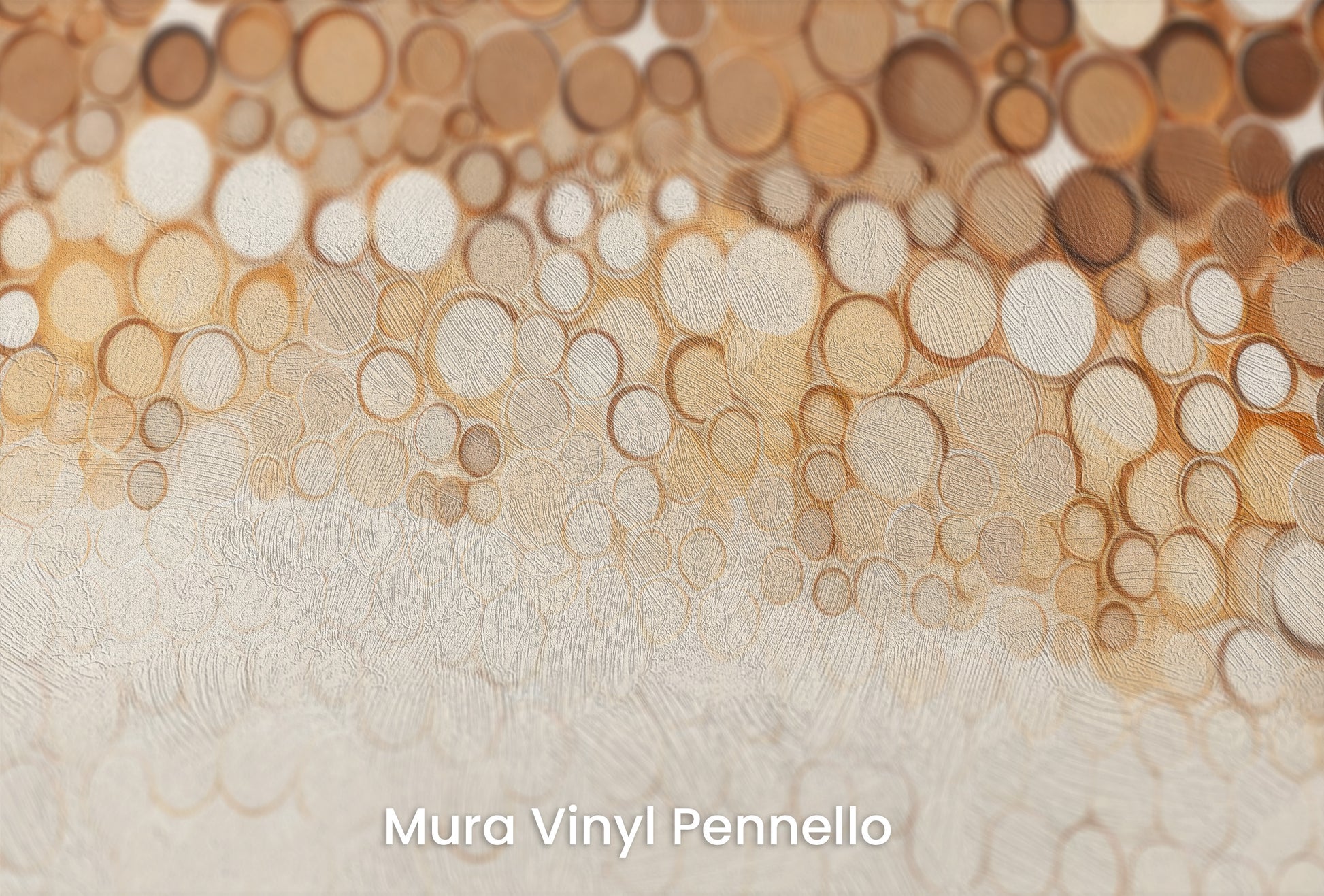 Zbliżenie na artystyczną fototapetę o nazwie AMBER BUBBLES CASCADE na podłożu Mura Vinyl Pennello - faktura pociągnięć pędzla malarskiego.