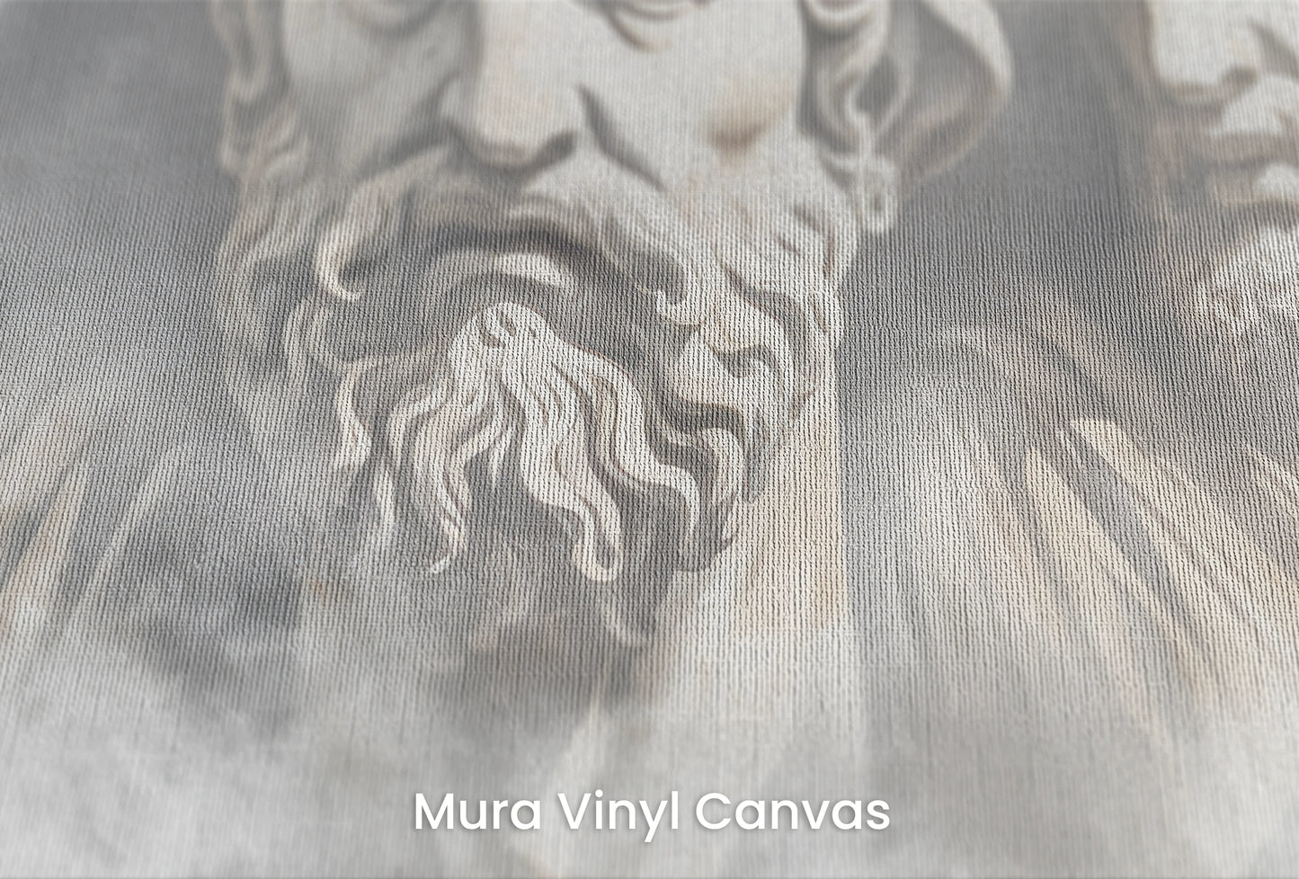 Zbliżenie na artystyczną fototapetę o nazwie Gaze of the Ages na podłożu Mura Vinyl Canvas - faktura naturalnego płótna.