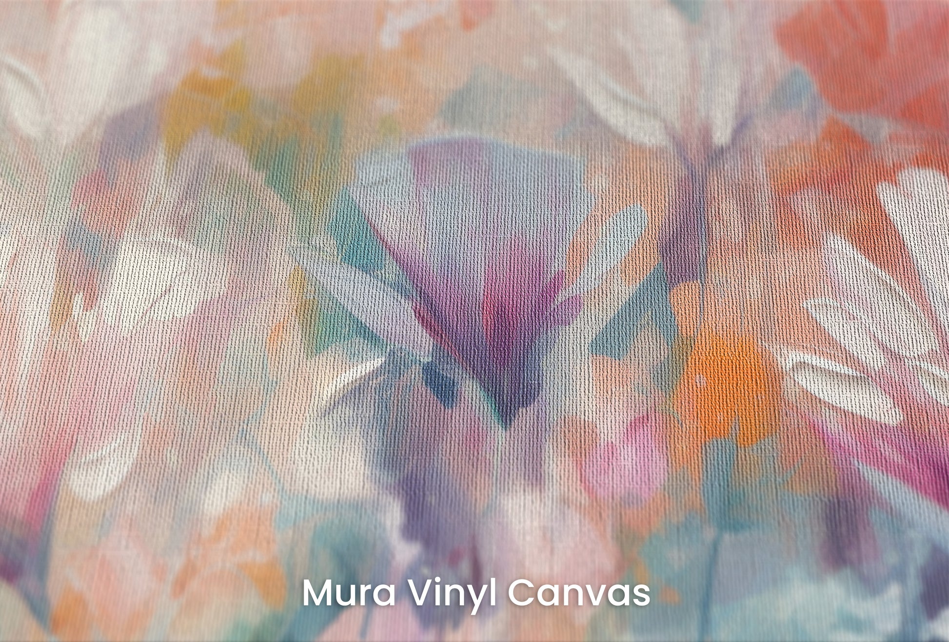Zbliżenie na artystyczną fototapetę o nazwie Lively Floral Symphony na podłożu Mura Vinyl Canvas - faktura naturalnego płótna.