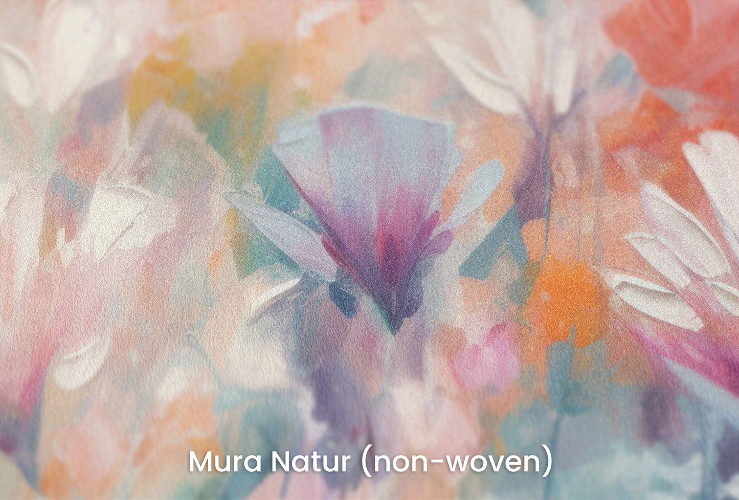 Zbliżenie na artystyczną fototapetę o nazwie Lively Floral Symphony na podłożu Mura Natur (non-woven) - naturalne i ekologiczne podłoże.