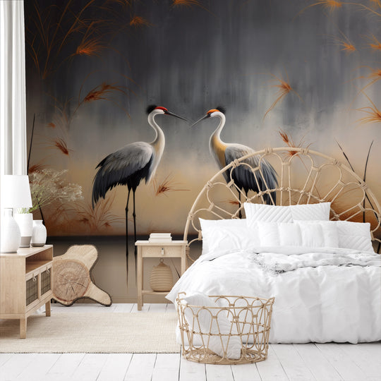 Wzór fototapety artystycznej o nazwie Dusk Serenity pokazanej w aranżacji wnętrza.