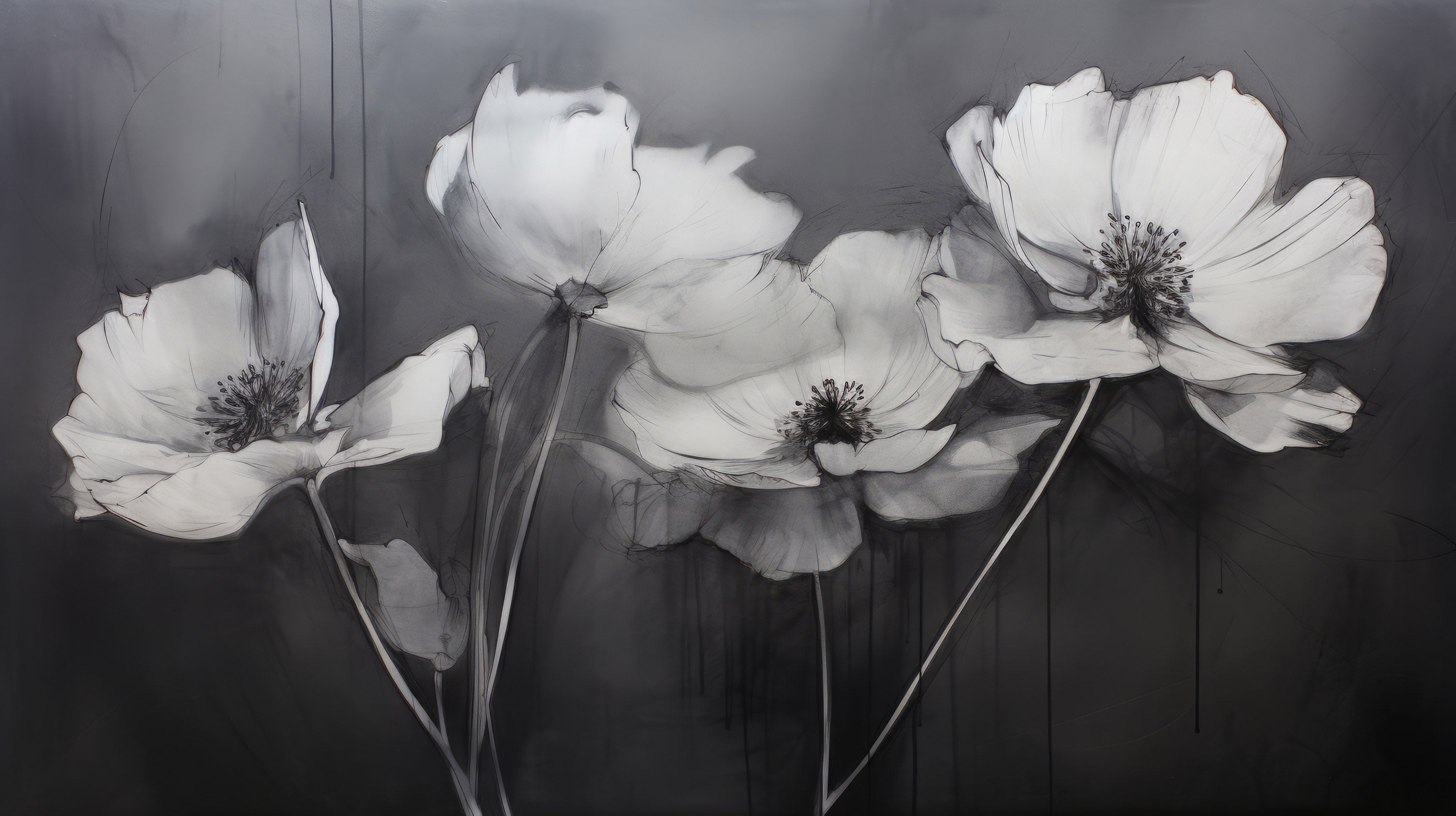 Podgląd wzoru: Prezentacja całego wzoru fototapety o nazwie SHADOWED PETALS SYMPHONY