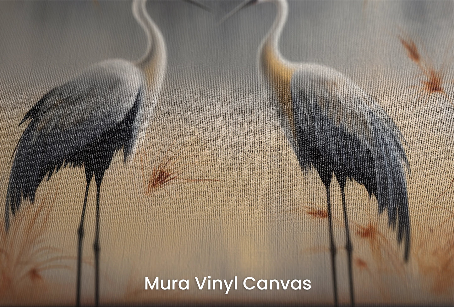 Zbliżenie na artystyczną fototapetę o nazwie Dusk Serenity na podłożu Mura Vinyl Canvas - faktura naturalnego płótna.