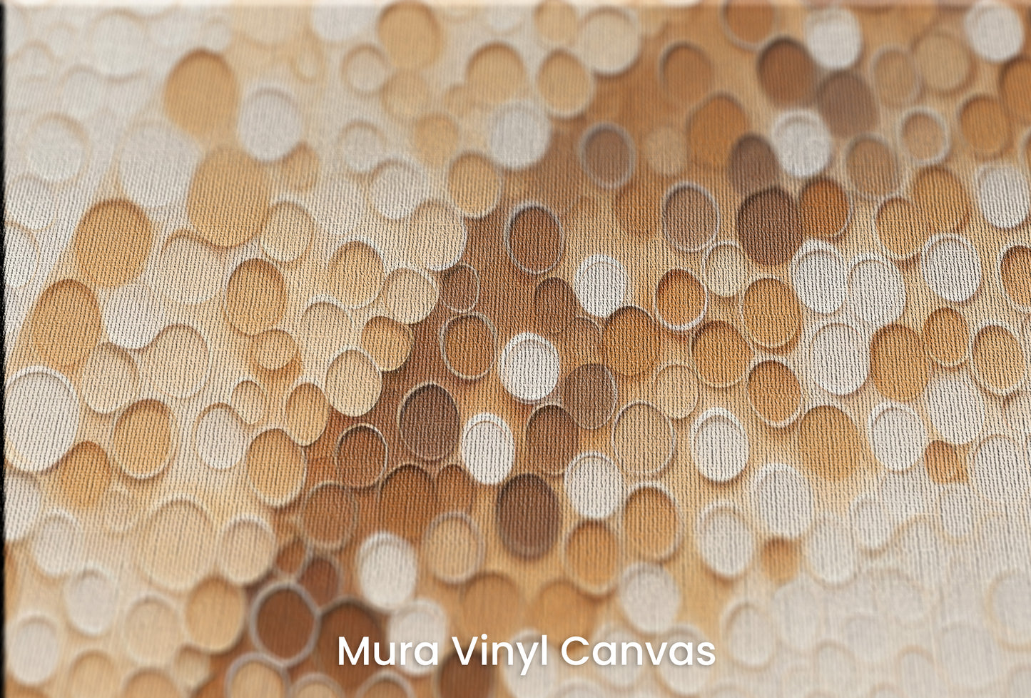 Zbliżenie na artystyczną fototapetę o nazwie GOLDEN BUBBLE SWARM na podłożu Mura Vinyl Canvas - faktura naturalnego płótna.