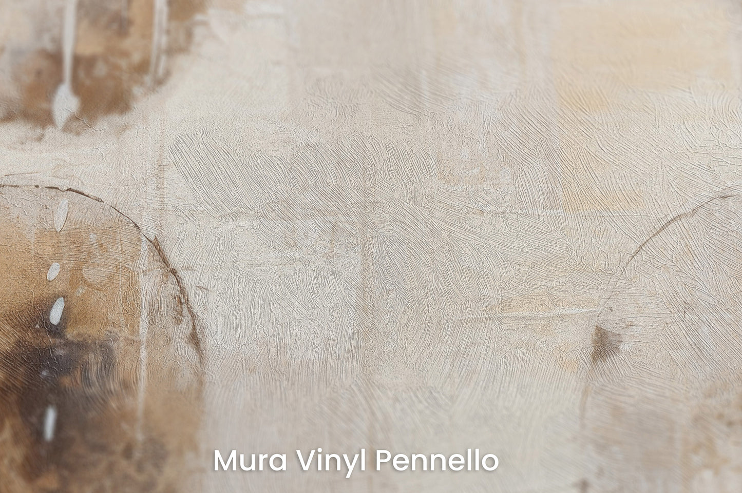Zbliżenie na artystyczną fototapetę o nazwie ETHEREAL SPHERES #2 na podłożu Mura Vinyl Pennello - faktura pociągnięć pędzla malarskiego.