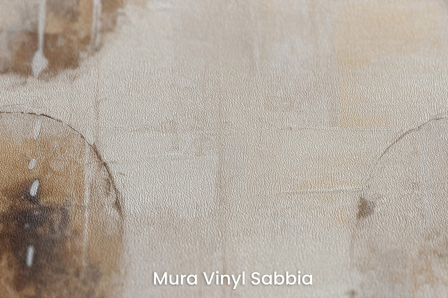 Zbliżenie na artystyczną fototapetę o nazwie ETHEREAL SPHERES #2 na podłożu Mura Vinyl Sabbia struktura grubego ziarna piasku.
