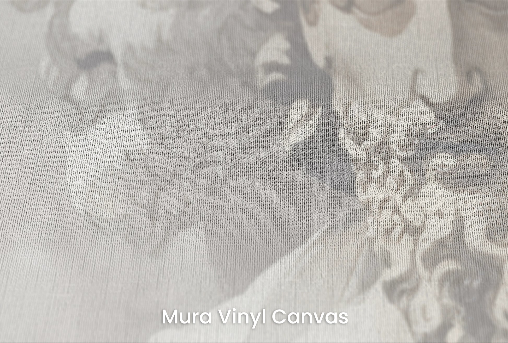 Zbliżenie na artystyczną fototapetę o nazwie Marble Discourse na podłożu Mura Vinyl Canvas - faktura naturalnego płótna.