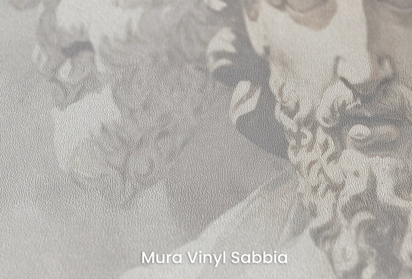 Zbliżenie na artystyczną fototapetę o nazwie Marble Discourse na podłożu Mura Vinyl Sabbia struktura grubego ziarna piasku.