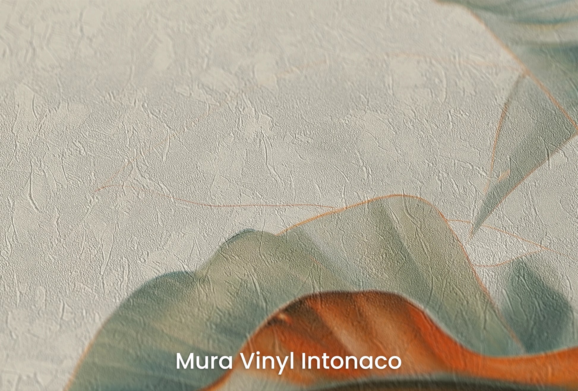 Zbliżenie na artystyczną fototapetę o nazwie Tropical Mirage na podłożu Mura Vinyl Intonaco - struktura tartego tynku.